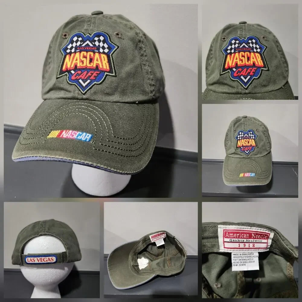 VTG 90s NASCAR Racing Cafe Las Vegas American‎ Needle Strapback Hat Cap Racecar